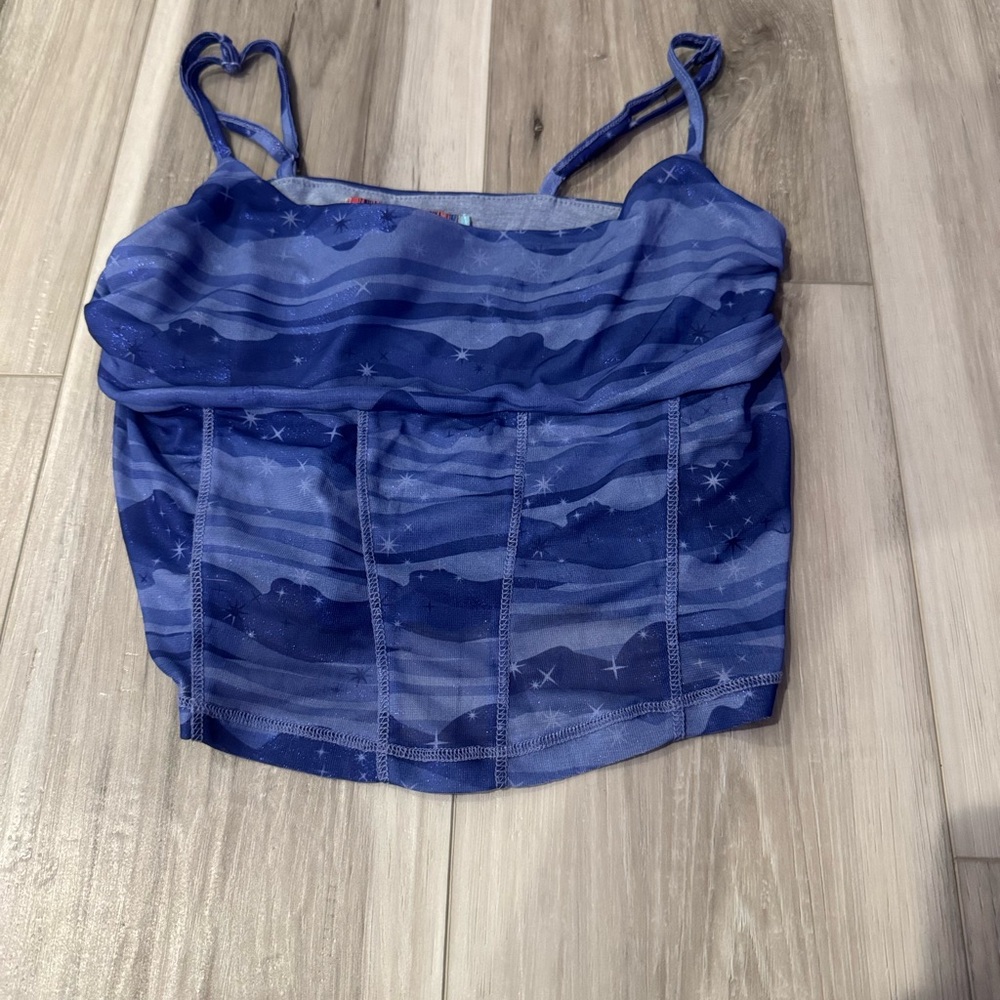 Urban Outfitters Blue Crop Camisole with Spaghetti Straps